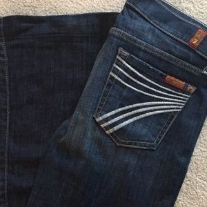 7 for all mankind jeans Dojo white stitch flare